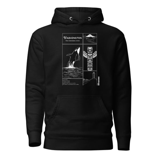 Geo: Washington Unisex Hoodie Front Graphic