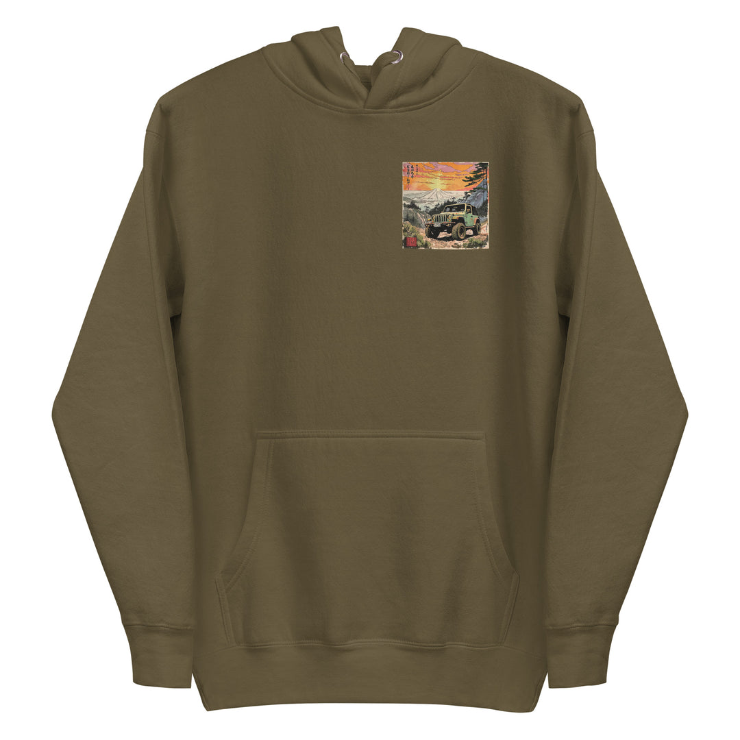 Retro: Ukiyo-e Jeep Premium Unisex Hooding