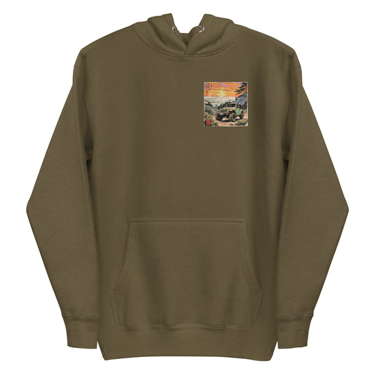 Retro: Ukiyo-e Jeep Premium Unisex Hooding