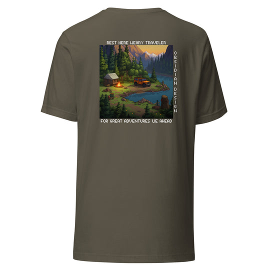 Retro: Rest Here Traveller Unisex t-shirt