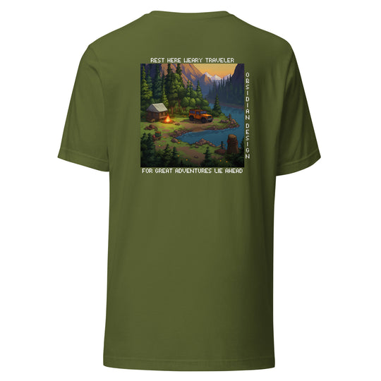 Retro: Rest Here Traveller Unisex t-shirt