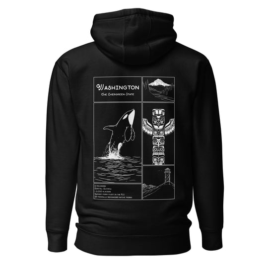 Geo: Washington Unisex Hoodie Back Graphic