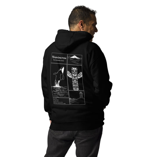 Geo: Washington Unisex Hoodie Back Graphic