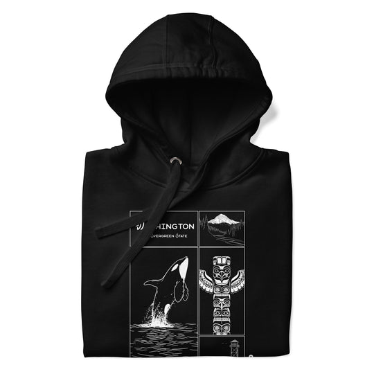 Geo: Washington Unisex Hoodie Front Graphic